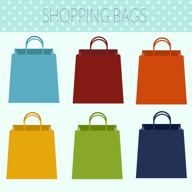 购物袋在白色孤立的背景。矢量图图片下载