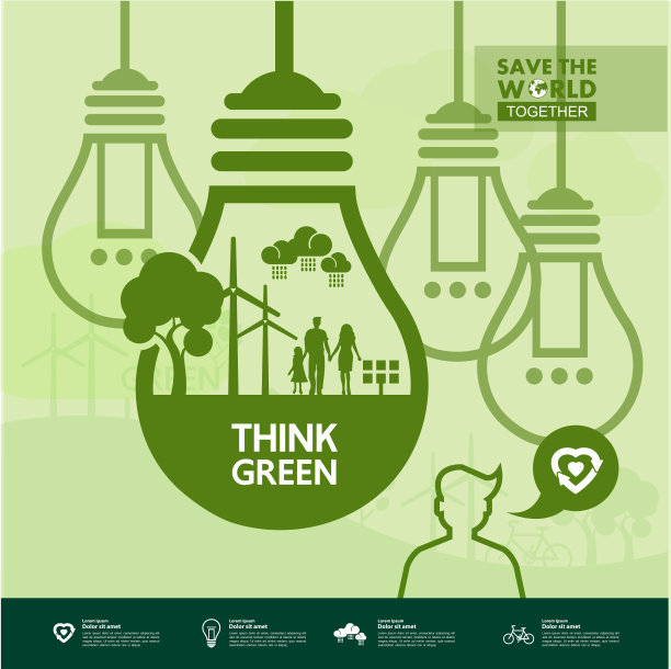 一起拯救世界绿色生态矢量插图。图片下载