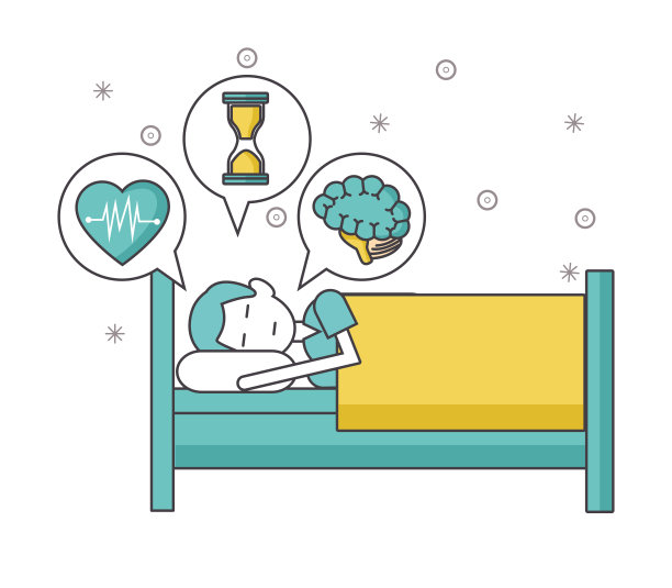 睡觉的人在床上想着心，时间和思想图片下载