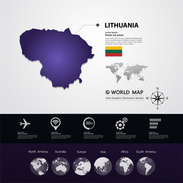立陶宛地图图形元素矢量插图。图片下载