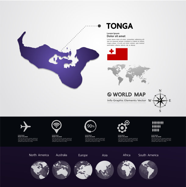 汤加地图图形元素矢量插图。图片下载