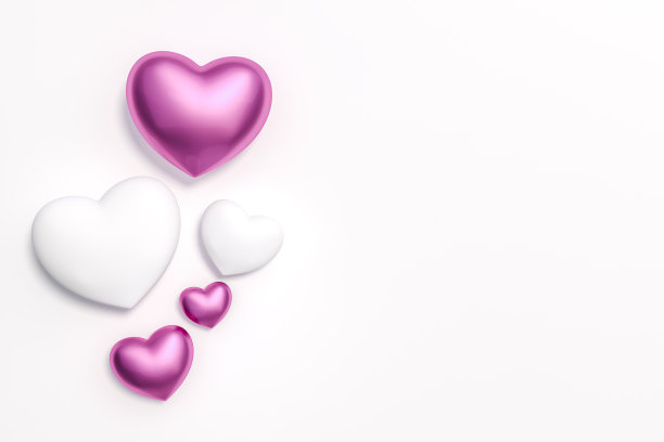 抽象的粉色和白色甜心在白色背景上的3d渲染。3d插图甜蜜的心和情人节贺卡模板最小的概念。图片下载