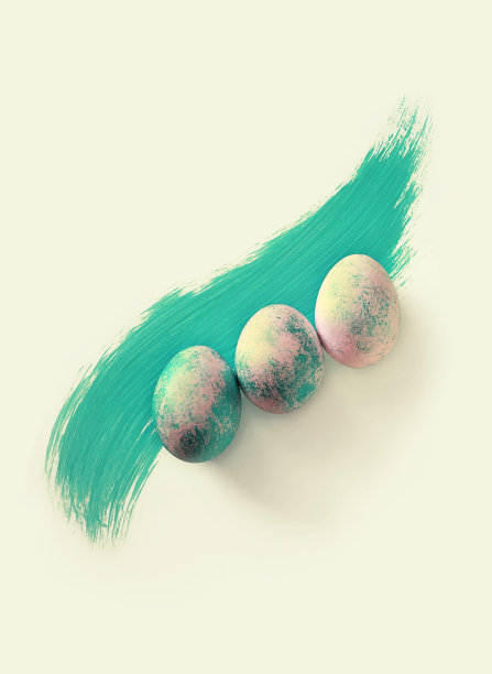 复活节的背景。一抹绿松石漆上的复活节彩蛋。现代艺术。有选择性的重点。图片下载