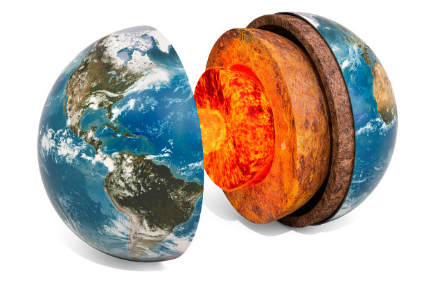 行星地球概念结构，3D渲染孤立在白色背景上图片下载