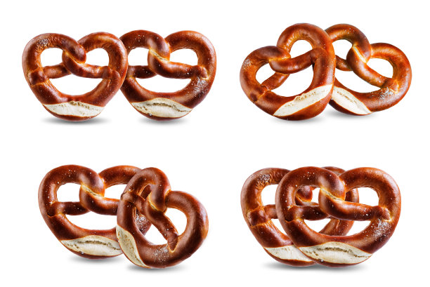 椒盐卷饼在白色孤立的背景图片下载