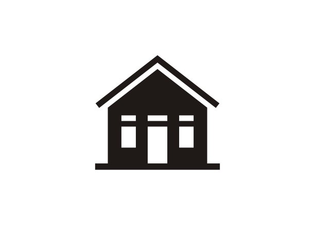 带通风口的小房子，黑白简约图标图片下载