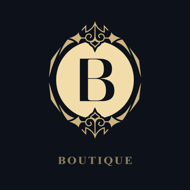 圆形装饰，优雅的大写字母B.时尚的皇家徽章。创造性的标志。为书籍设计，品牌名称，名片，餐厅，精品，酒店绘制豪华字母。矢量图图片下载