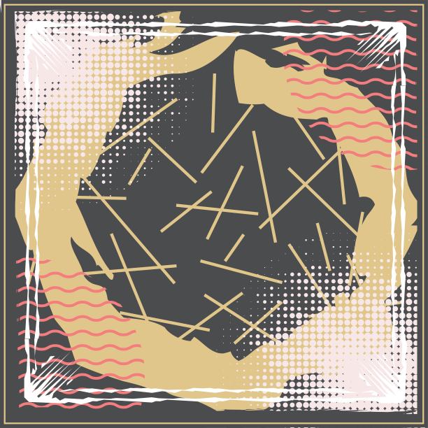 抽象的头巾和毛毯的围巾图案设计。希贾布围巾用喷墨刷和叶子印刷制作。图片下载