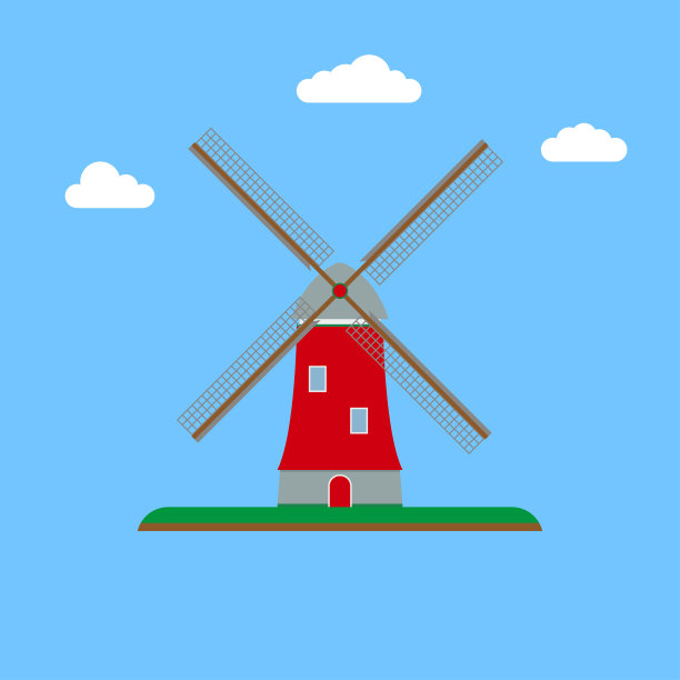 风车或磨坊的图标。荷兰和荷兰的象征。矢量插图。图片下载