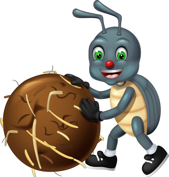 可爱的灰色屎壳郎卡通图片下载