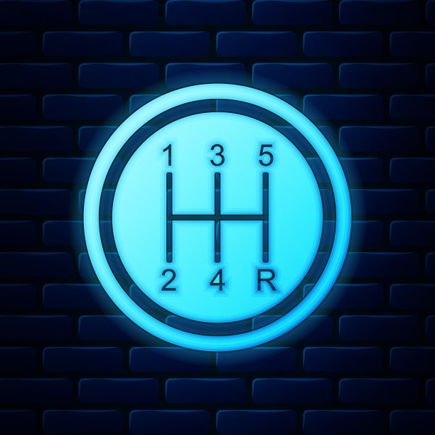 发光的霓虹灯挡图标孤立在砖墙的背景。传输图标。矢量图图片下载