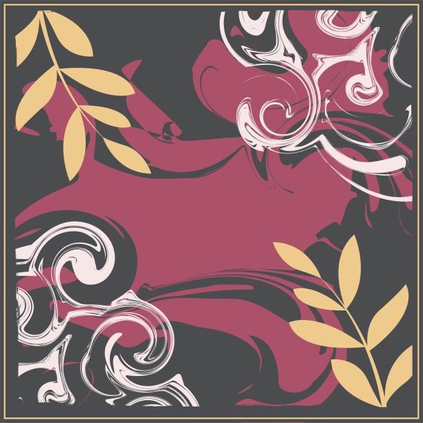 抽象的头巾和毛毯的围巾图案设计。希贾布围巾用喷墨刷和叶子印刷制作。图片下载