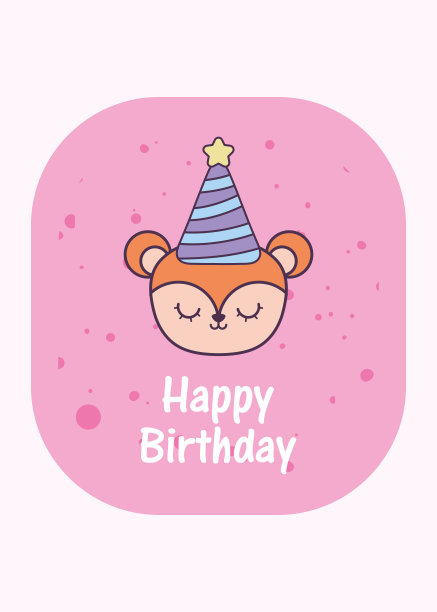 松鼠卡通和生日快乐与帽子矢量设计图片下载