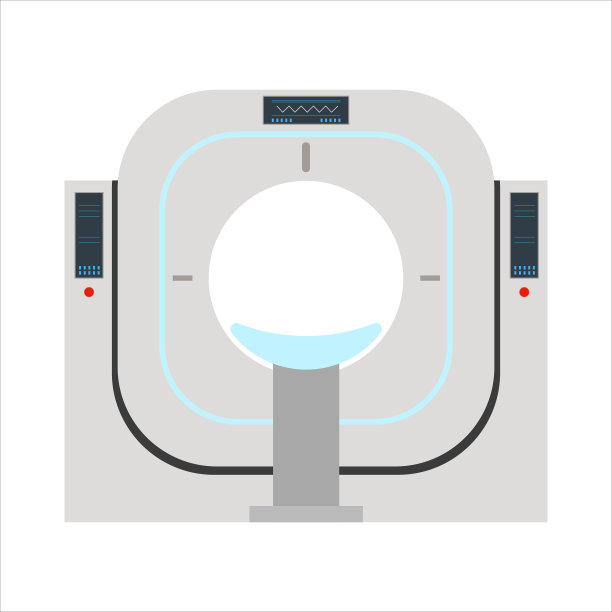在白色背景下检测内部损伤的计算机断层扫描仪。MRI / CT扫描。磁共振成像。诊断癌症肿瘤和脑损伤。前视图。向量。图片下载