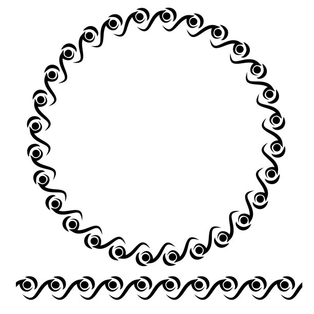 向量黑色圆角圆形花框架，孤立在白色上图片下载
