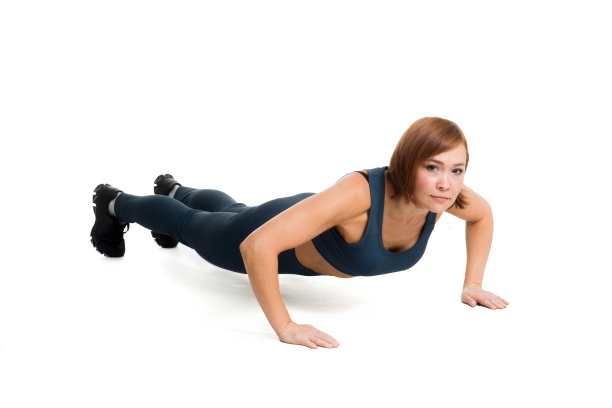 健康健身亚洲中年妇女在运动服装经典蓝色图片下载