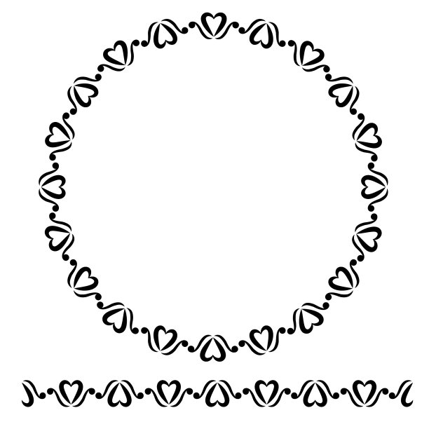 向量黑色圆角圆形花框架，孤立在白色上图片下载