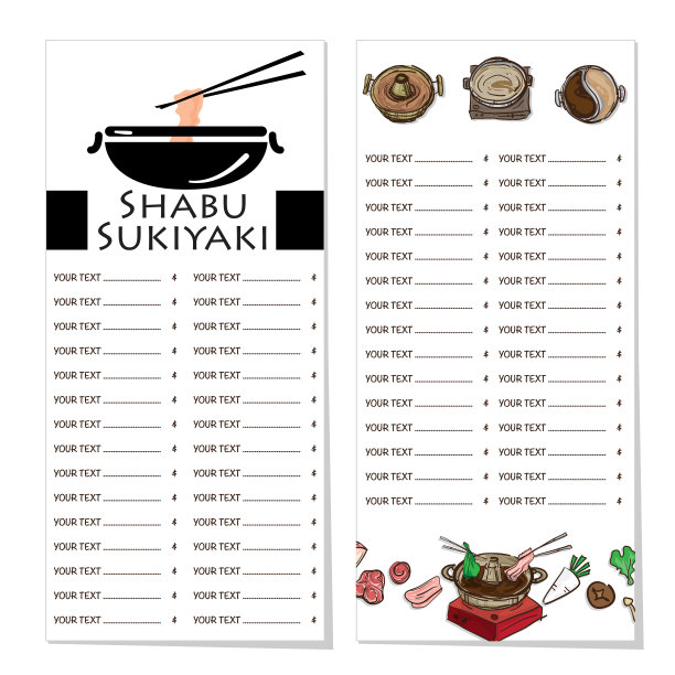 菜单日式素喜烧餐厅模板设计图形对象图片下载
