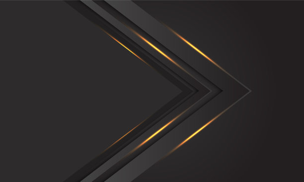 抽象的深灰色金色光箭头方向与空白空间设计现代豪华未来主义背景矢量插图。图片下载