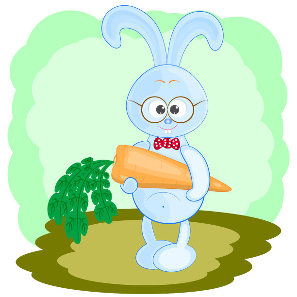 可爱的胡萝卜兔子卡通矢量插图。兔子卡通矢量插图。兔子矢量插图。图片下载