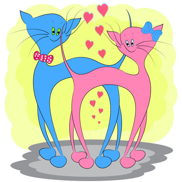 猫爱卡通矢量插图。图片下载