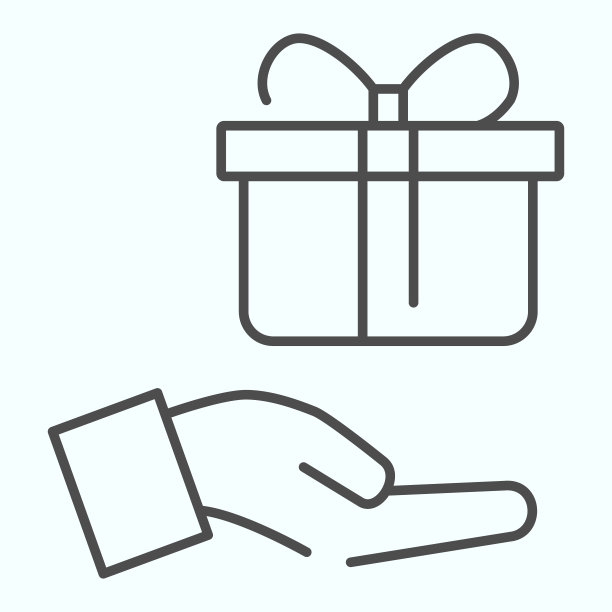 赠予礼物细线图标。礼品盒与丝带矢量插图孤立在白色。呈现在一个手轮廓风格设计，设计为web和应用程序。Eps 10。图片下载