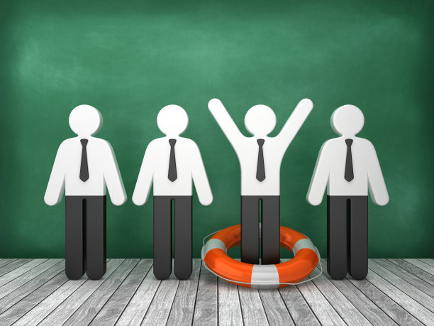 生活带与商业象形图在木地板-黑板背景- 3D渲染图片下载