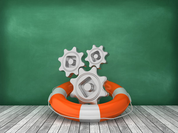 生命带齿轮木地板-黑板背景- 3D渲染图片下载