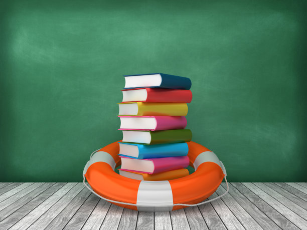 生活带与书在木地板上-黑板背景- 3D渲染图片下载