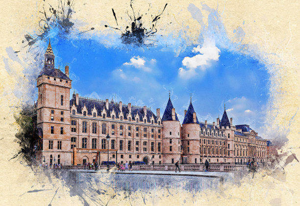 贡赛杰里监狱，以前是皇家宫殿和监狱。巴黎,法国。素材图片