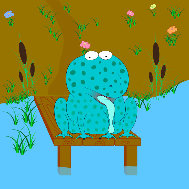 有趣的青蛙卡通矢量插图图片下载