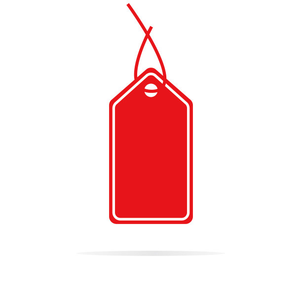 折扣红色标签出售在商店。矢量红色标签模板。图片下载
