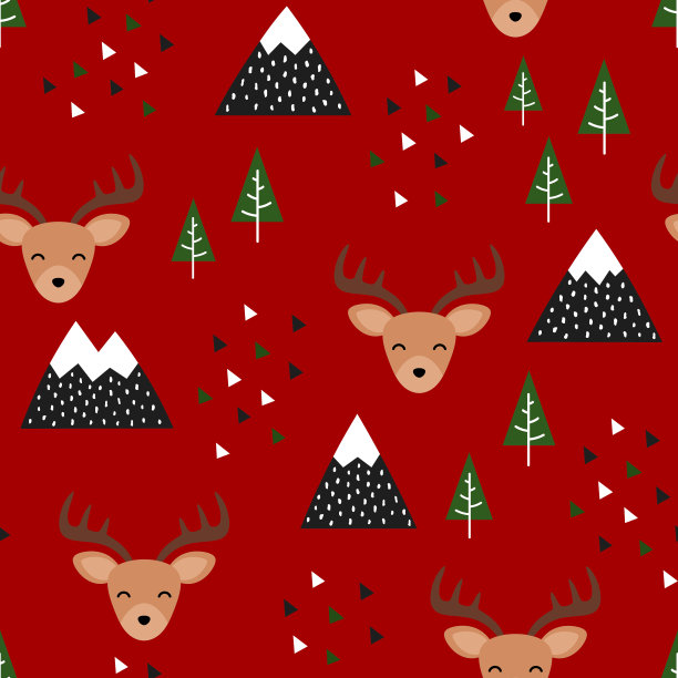 驯鹿无缝图案背景图片下载