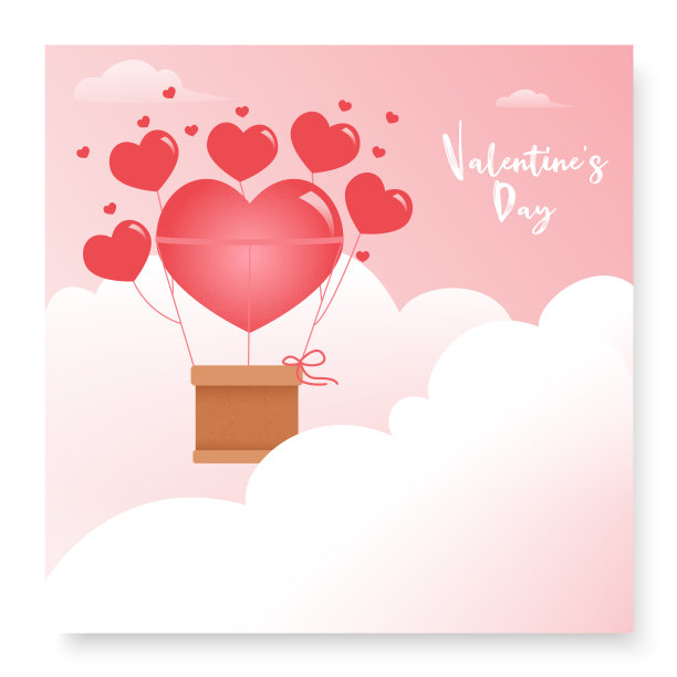 可爱浪漫的情人节明信片图片下载