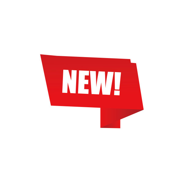 新文本在红色折叠缎带和阴影效果的销售标志矢量素材图片