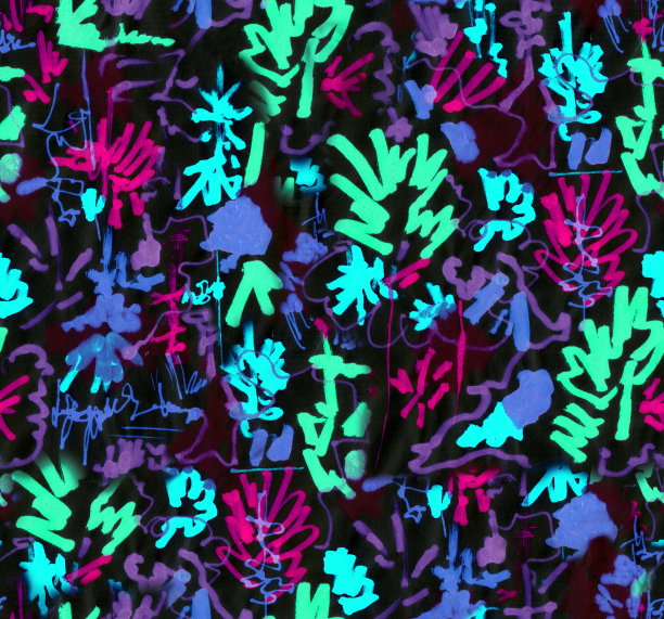 抽象的无缝模式。抽象背景与涂鸦在亚洲霓虹风格。图片下载