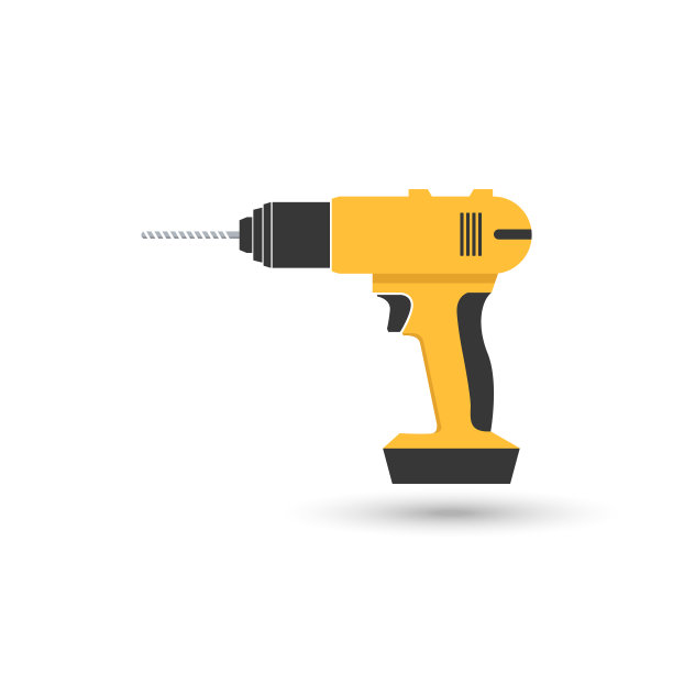 矢量图标钻具维修工具箱标志，平面设计风格图片下载