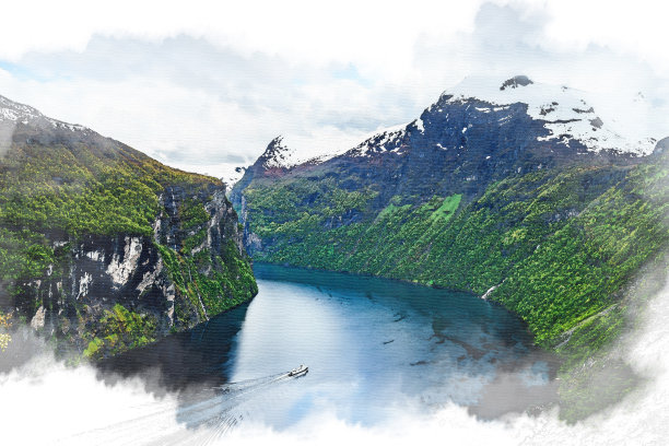 水彩画、挪威图片下载