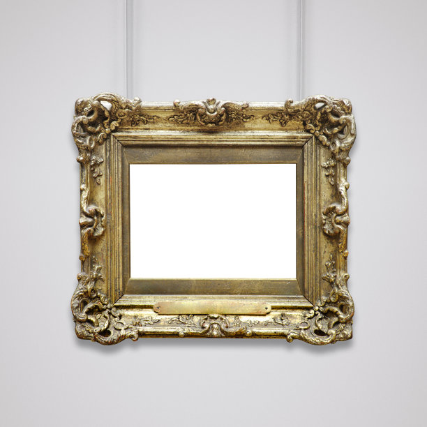 金色复古框架(包括所有的剪辑路径)图片下载