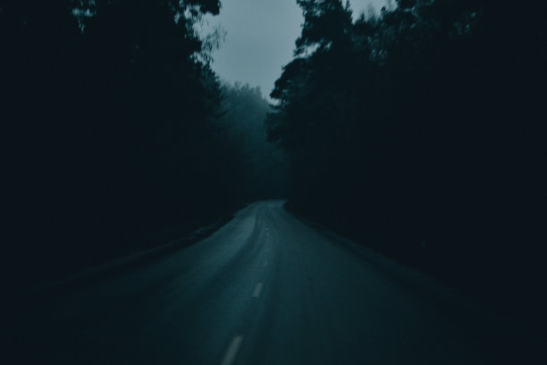 路在雾中。雾蒙蒙的天。图片下载