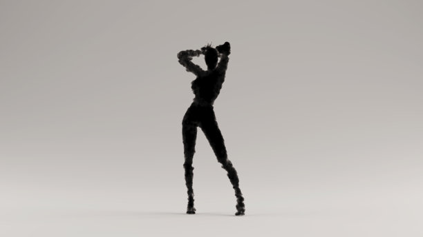 黑烟女人性感的精神Figure双臂向上白色背景图片下载