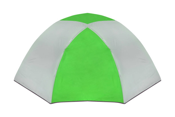 白色背景上孤立的绿色帐篷图片下载