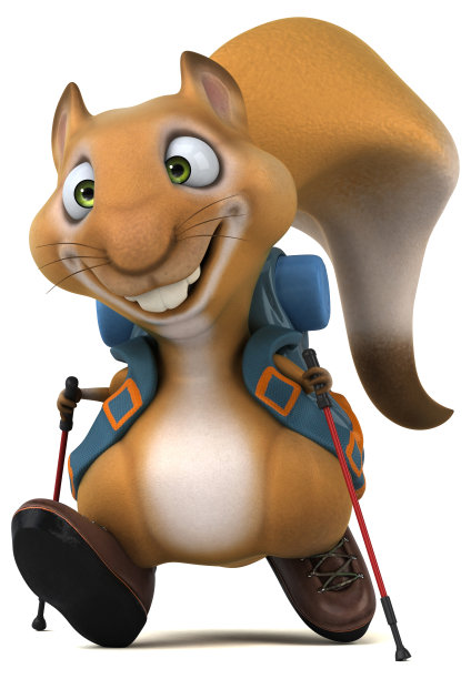 有趣的3D松鼠背包客卡通人物图片下载