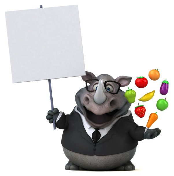 有趣的犀牛- 3D插图图片下载