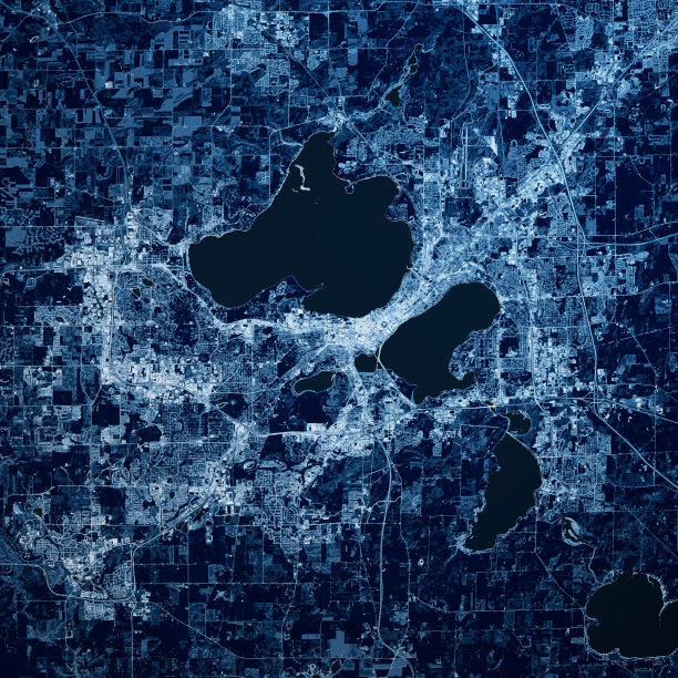 麦迪逊威斯康辛3D渲染地图蓝色顶视图2018年9月图片下载