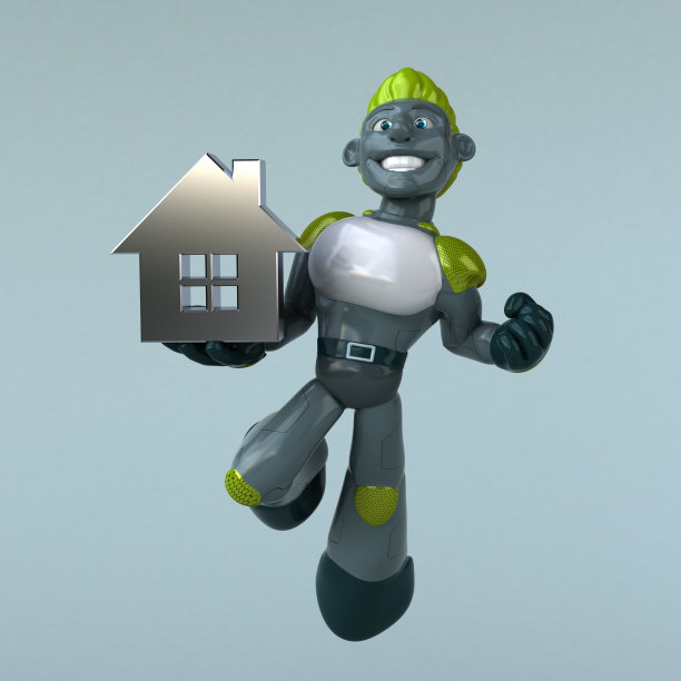 绿色机器人- 3D插图图片下载