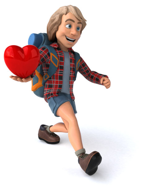 有趣的背包客卡通人物图片下载