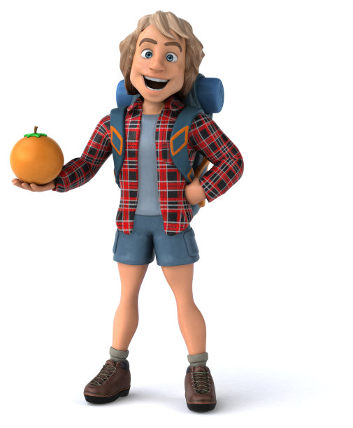 有趣的背包客卡通人物图片下载