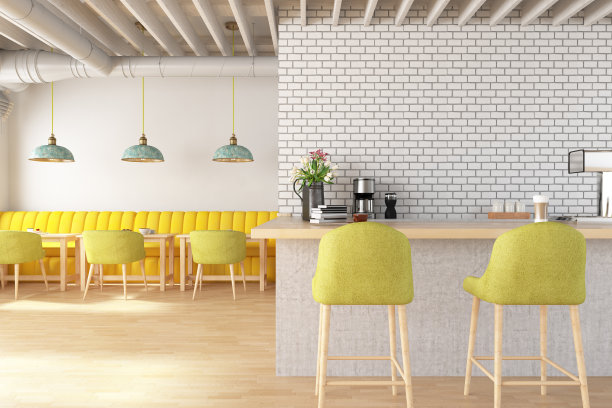 现代咖啡室内与柜台图片下载