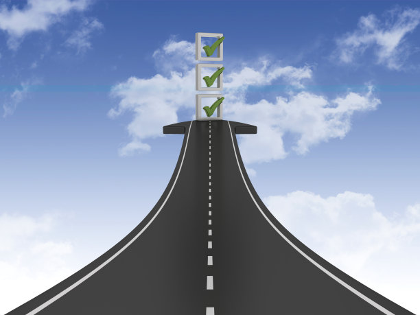 道路箭头与检查表上的天空- 3D渲染图片下载